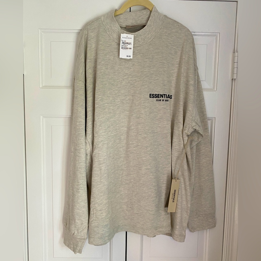 NWT Essentials Fear of God Long Sleeve light oatmeal tee shirt